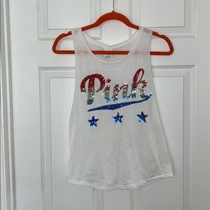 VS Pink sequined logo tank top